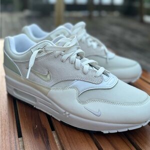 Nike Air Max 1 Cream and Gold Sneakers